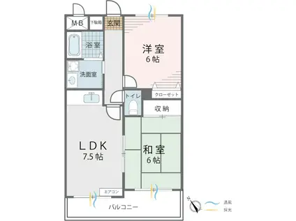 ヴィラクレイン(2LDK/3階)の間取り写真