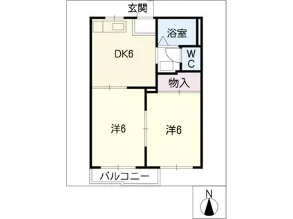 メイゾン丹原(2DK/2階)の間取り写真