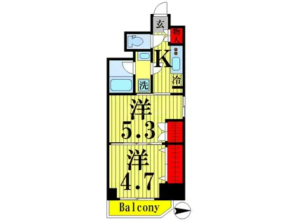 ルフレプレミアム押上(2K/4階)の間取り写真