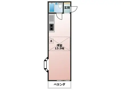 GARDEN-CITY越谷(1K/2階)の間取り写真