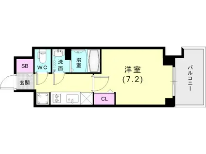 GENOVIA神戸湊川公園(1K/11階)の間取り写真