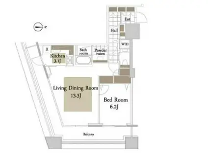 コンシェリア西新宿タワーズウエスト(1LDK/13階)の間取り写真