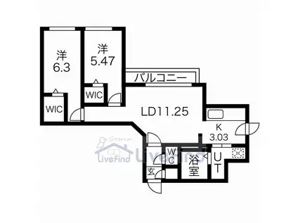 リビィエールエス22(2LDK/4階)の間取り写真