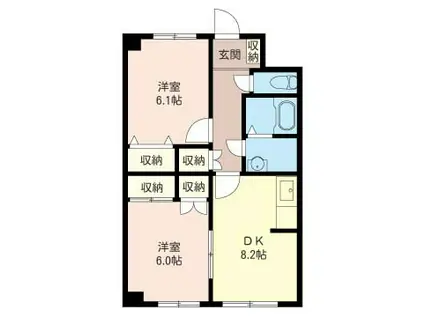 藤崎ビル(2DK/3階)の間取り写真