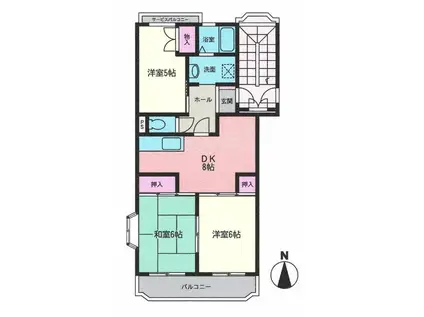 クレール横山(3DK/4階)の間取り写真