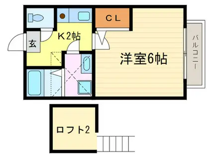 コート桂(1K/2階)の間取り写真