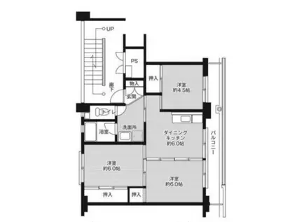 ビレッジハウス三原(3DK/1階)の間取り写真