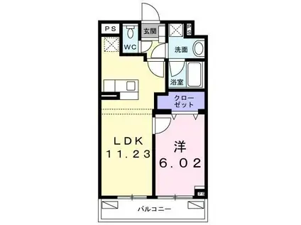 フィージュ田園調布(1LDK/2階)の間取り写真