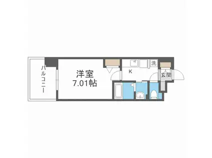 LUXE大阪城南(1K/6階)の間取り写真
