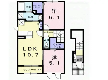 ミストラル(2LDK/2階)の間取り写真
