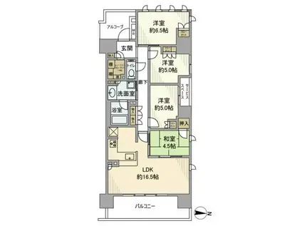 ウエリス茨木(4LDK/2階)の間取り写真