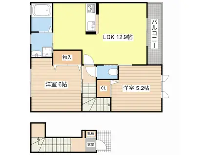 シャーメゾンSHIRATORI(2LDK/2階)の間取り写真