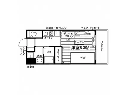 モン・ヴィラージュ久留米大学前(1K/3階)の間取り写真