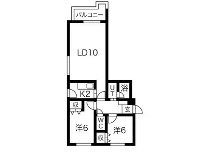 ダイアナ南山鼻ヒルズIIB(2LDK/4階)の間取り写真