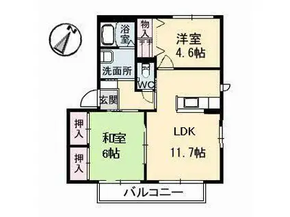 コーポ十六番浜5(2LDK/2階)の間取り写真