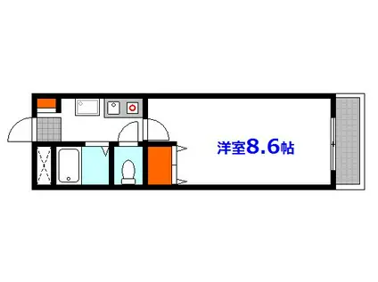 メディアート山根(1K/2階)の間取り写真