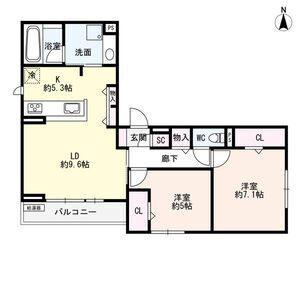 LUVITA新福寺町(2LDK/3階)の間取り写真