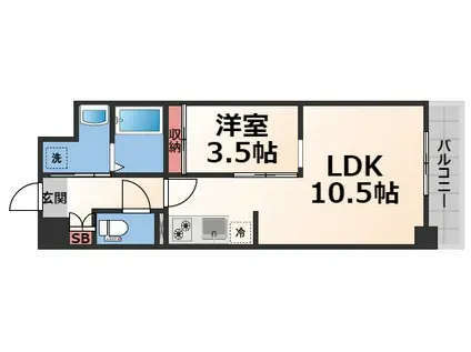 エグゼ今里(1LDK/4階)の間取り写真