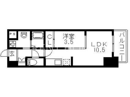 エグゼ今里(1LDK/4階)の間取り写真
