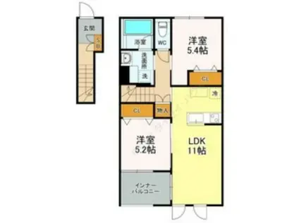 LA PLATA(2LDK/2階)の間取り写真