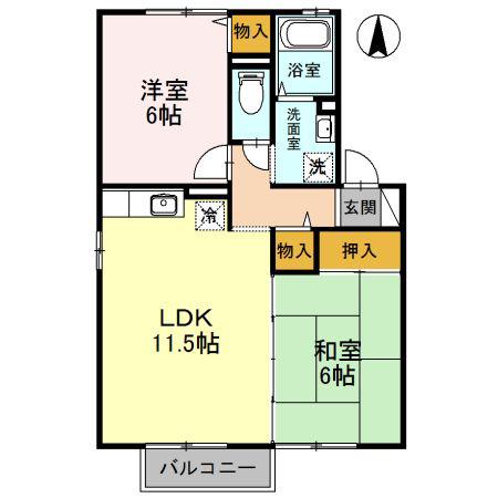 リリーズ96A(2LDK/2階)の間取り写真