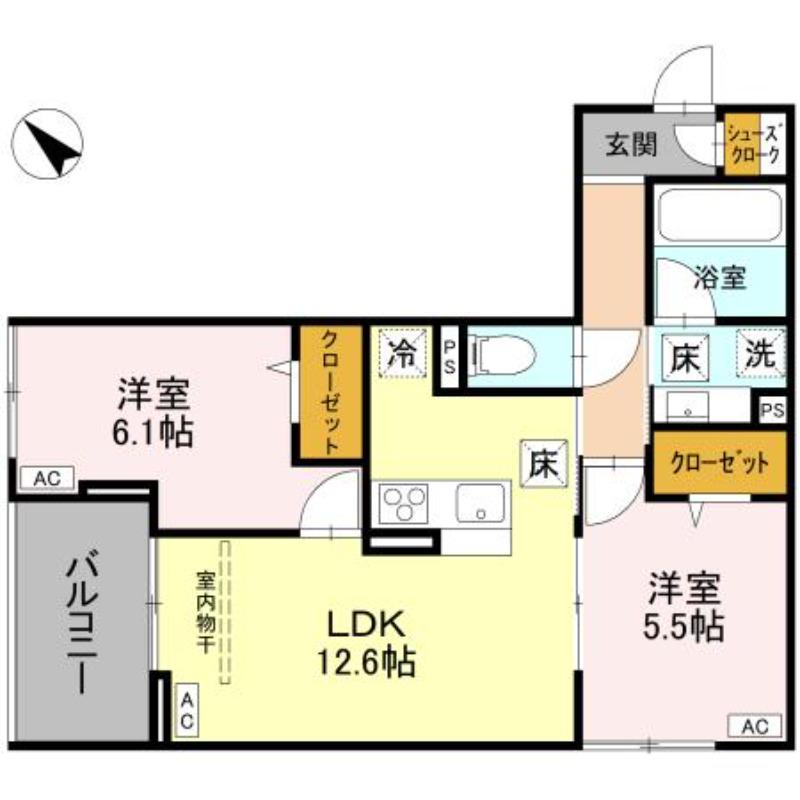 NOBLE VILLA浦和美園(2LDK/1階)の間取り写真
