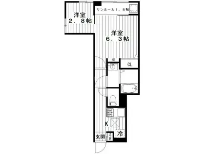 インフィニティパレス(2K/1階)の間取り写真