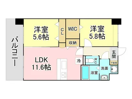 アルティザ小倉(2LDK/3階)の間取り写真