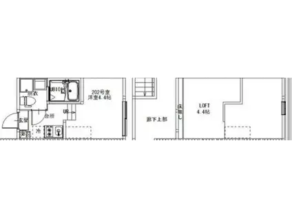 東四つ木1丁目B(ワンルーム/2階)の間取り写真