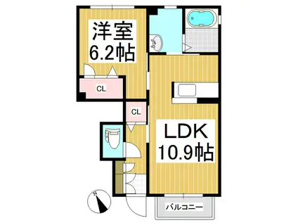 グランツ(1LDK/1階)の間取り写真