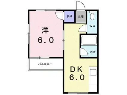 オックスフォードサーカスIII(1DK/1階)の間取り写真