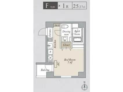 プライマル両国 イースト(ワンルーム/3階)の間取り写真