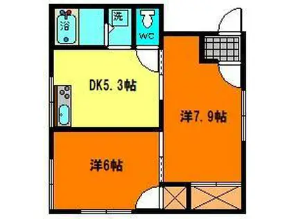 タウニィ高陽(2K/1階)の間取り写真