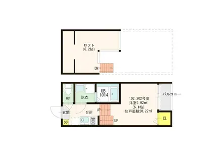 フォンテリベラル(1K/1階)の間取り写真