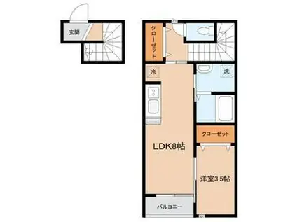 緑ヶ丘4丁目AP(1LDK/2階)の間取り写真