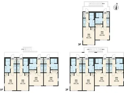 岩井テラス(1K/3階)の間取り写真