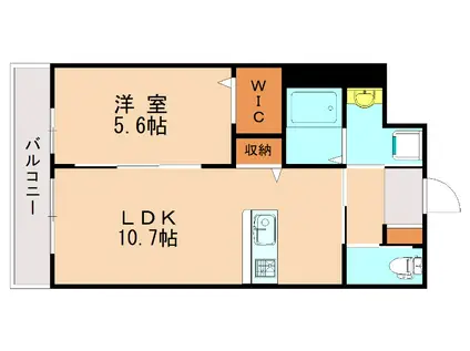 カーサ・グラン 伊都(1LDK/2階)の間取り写真