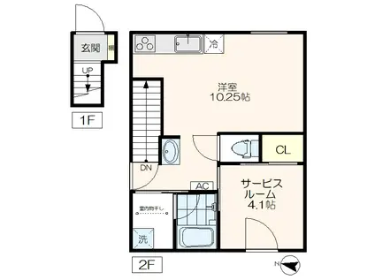 WELLNEST ROOM大岡山(ワンルーム/2階)の間取り写真