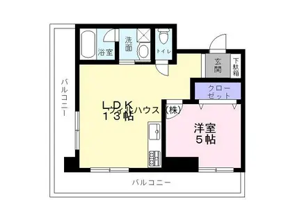 シティーコート南瓦町Ⅱ(1LDK/6階)の間取り写真