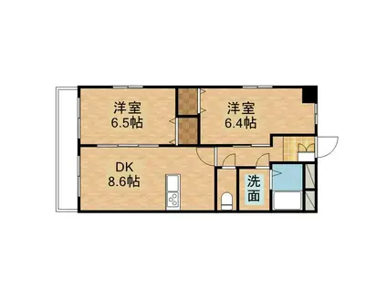 ハイアットコート(2DK/4階)の間取り写真