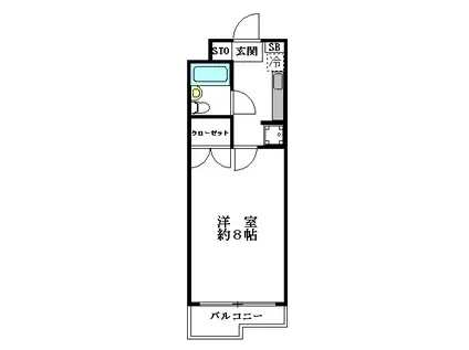 KENZOハイツ(1K/2階)の間取り写真