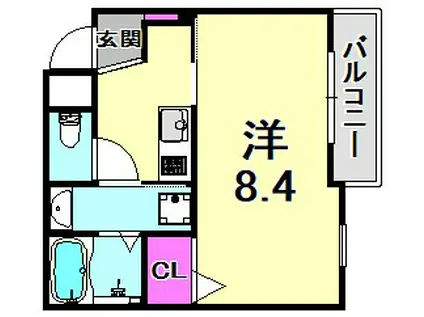 モレス・ヴィラ西宮北口(1K/3階)の間取り写真