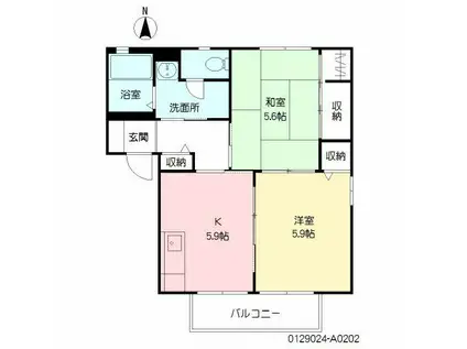 キャッスルハイツ C棟 (2K/2階)の間取り写真