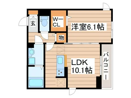 D-ROOM中倉(1LDK/3階)の間取り写真