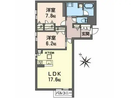 アイクレール(2LDK/1階)の間取り写真