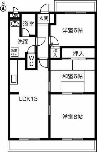 メゾンドフォーレ五番館(3LDK/1階)の間取り写真