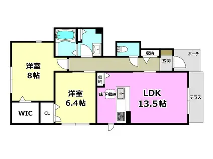 シャーメゾンKEI(2LDK/1階)の間取り写真
