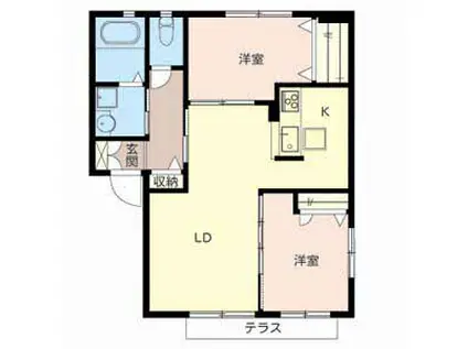 シャーメゾンリーフI(2LDK/1階)の間取り写真