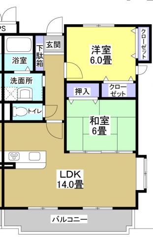 アンダンテ(2LDK/3階)の間取り写真