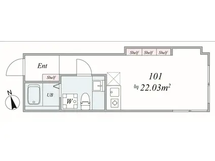 THE TRIAS TOGOSHIGINZA(1K/1階)の間取り写真